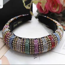 Load image into Gallery viewer, Multi Colors Lux Velour Bling Crystal And Rhinestone Decorated Headband
